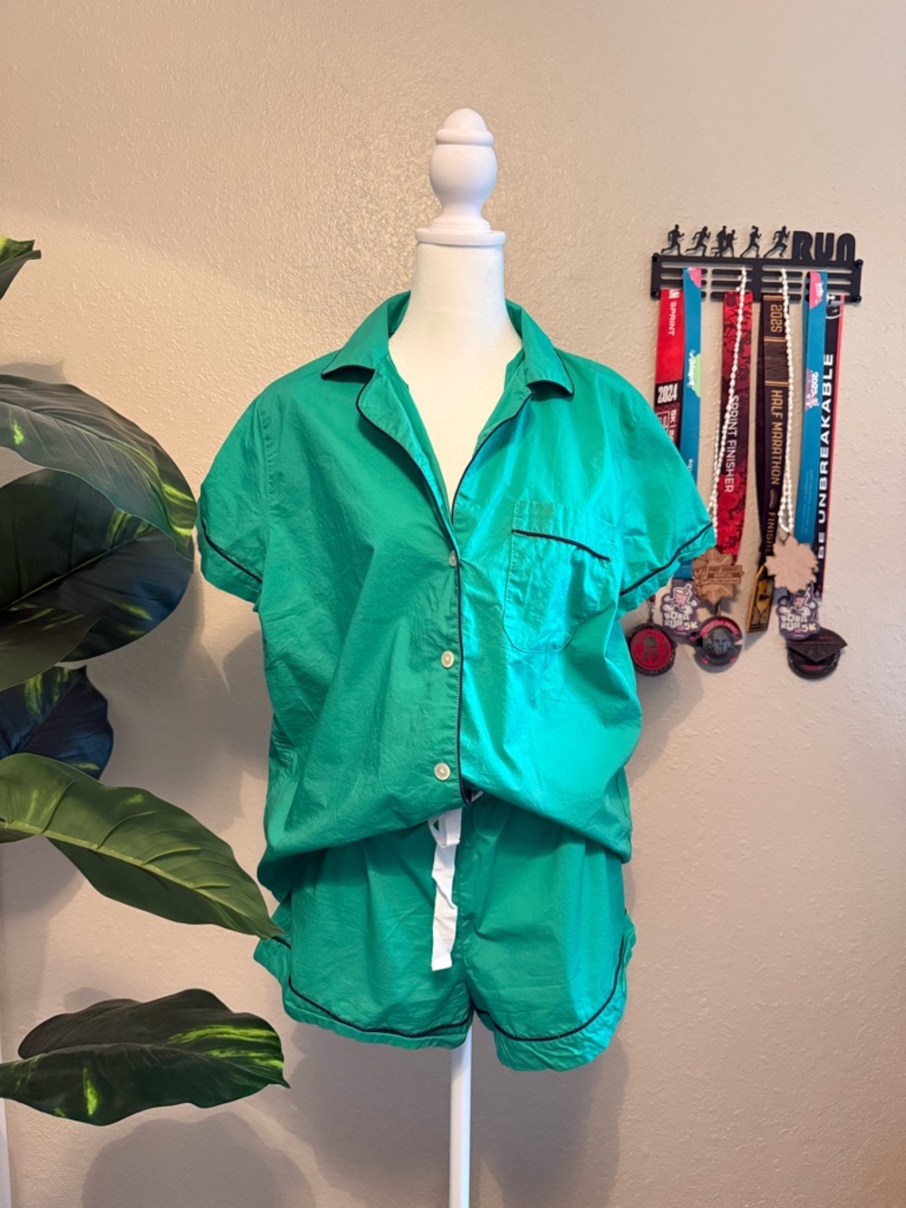 J. Crew Green Short Sleeve Pajama Set
